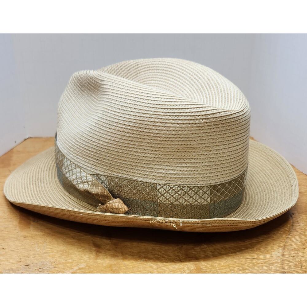 STETSON Men's Andover Florentine Milan Straw Fedora Sz 7 3/8 No Pin See Pics - Picture 3 of 7